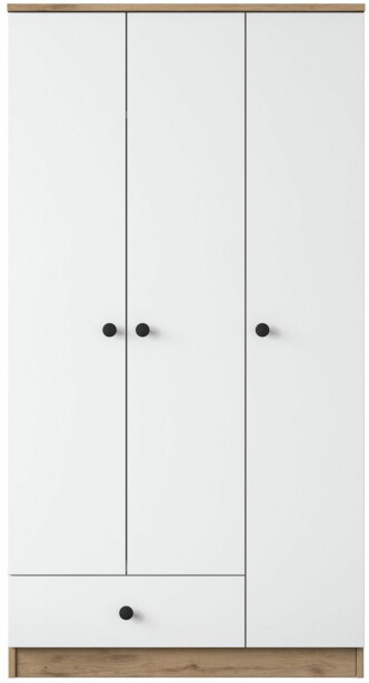 Vaatekaappi Linento Furniture BA117-2253, 90x170cm, valkoinen/ruskea