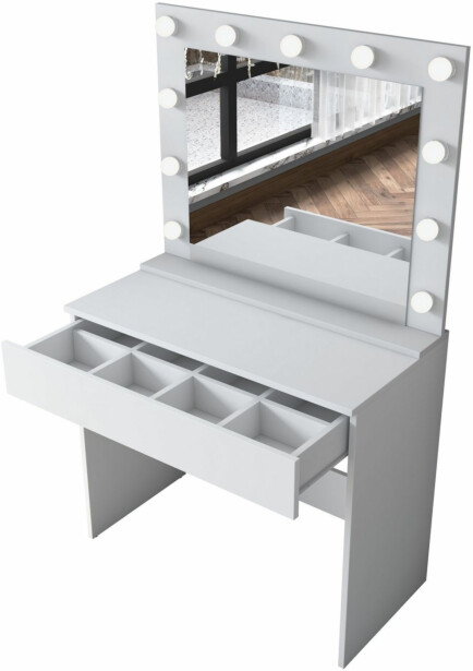Meikkipöytä valolla Linento Furniture, BJ120-2916, valkoinen