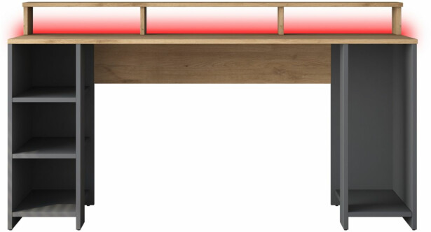 Pelipöytä Linento Furniture HA122-3000, 160x55cm, LED-valolla, ruskea/antrasiitti