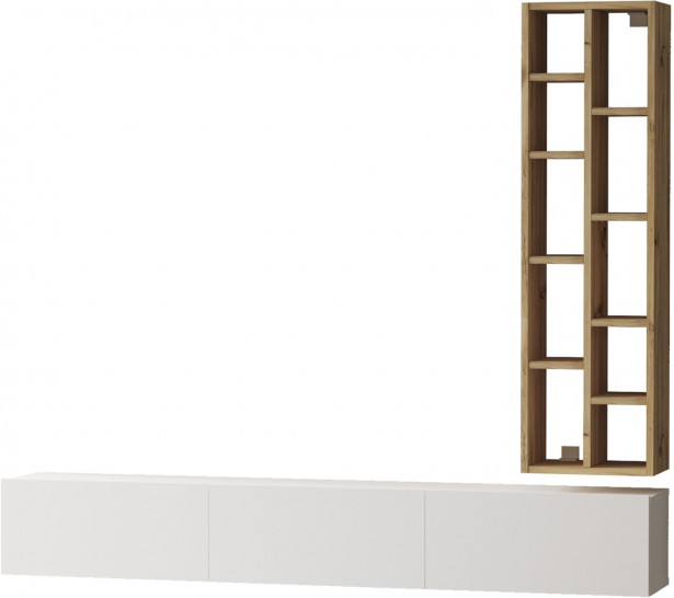 TV-taso ja seinähylly Linento Furniture LV9, ruskea/valkoinen