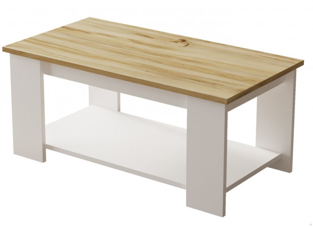 Sohvapöytä Linento Furniture LV15, puukuosi, ruskea/valkoinen