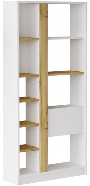 Kirjahylly Linento Furniture LV21, tammi/valkoinen