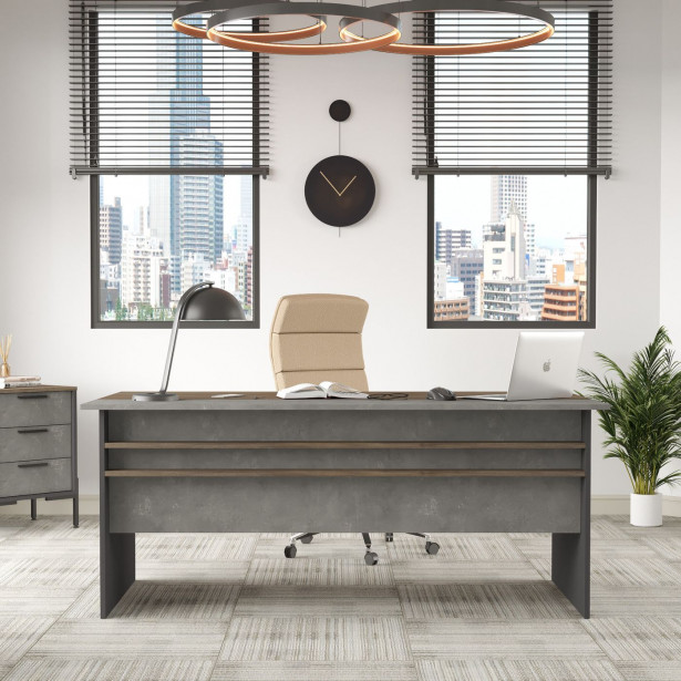 Työpöytä Linento Furniture VS1, ruskea/harmaa