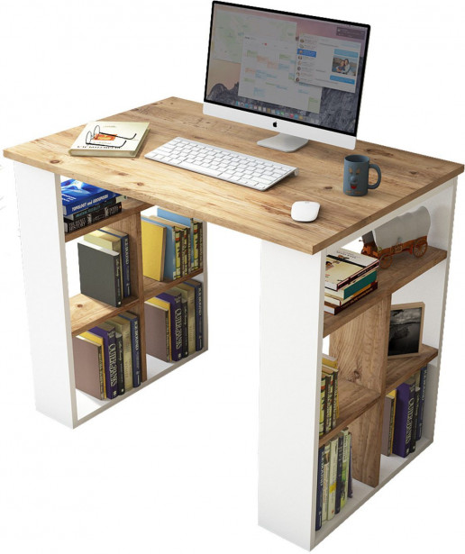 Työpöytä Linento Furniture BR1, ruskea/valkoinen