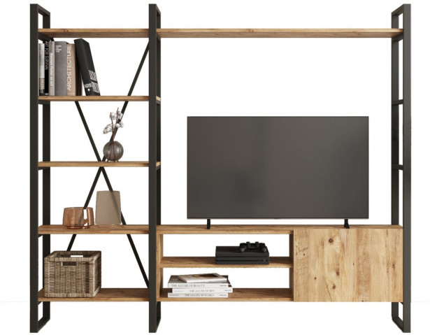 Kirjahylly ja TV-taso Linento Furniture ML21, ruskea