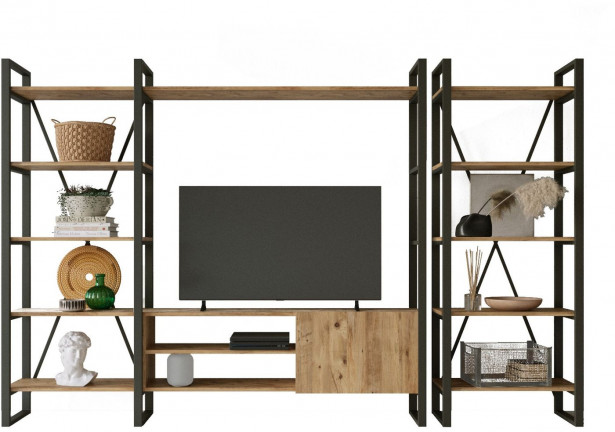TV-taso ja kirjahylly Linento Furniture ML22, ruskea