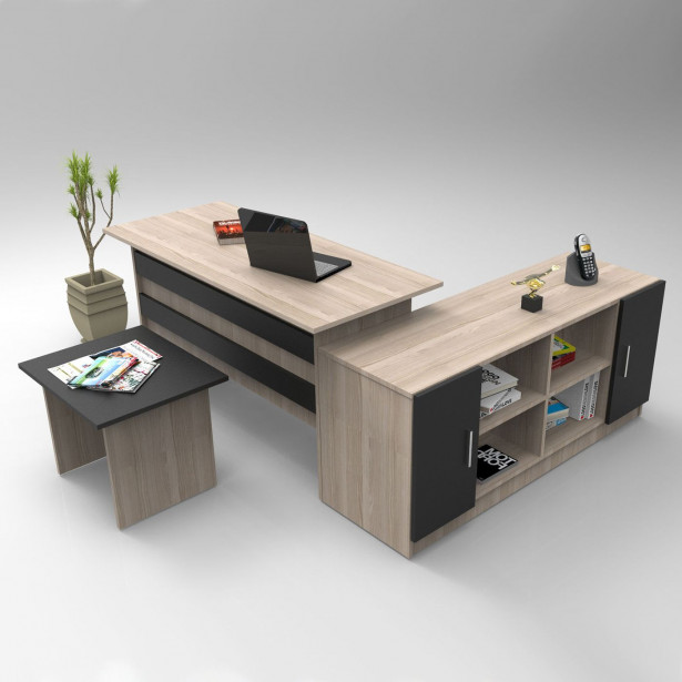 Työpöytäkokonaisuus Linento Furniture VO10, ruskea/musta