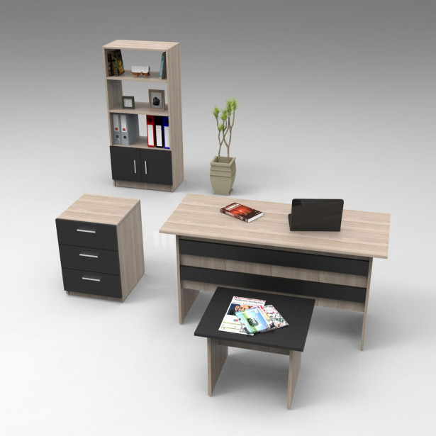 Työpöytäkokonaisuus Linento Furniture VO11, ruskea/musta