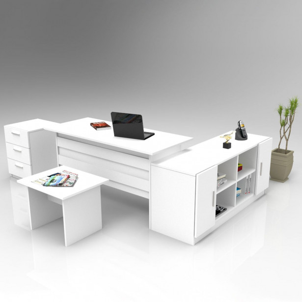 Työpöytäkokonaisuus Linento Furniture VO13, 4-osainen, valkoinen