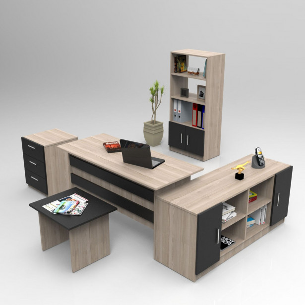 Työpöytäkokonaisuus Linento Furniture VO15, ruskea/musta