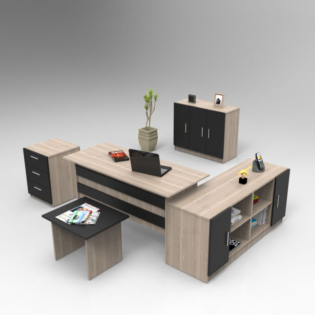 Työpöytäkokonaisuus Linento Furniture VO16, ruskea/musta