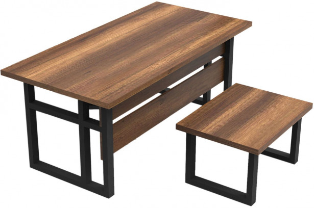 Työpöytäkokonaisuus Linento Furniture MN07, 2-osainen, ruskea/harmaa