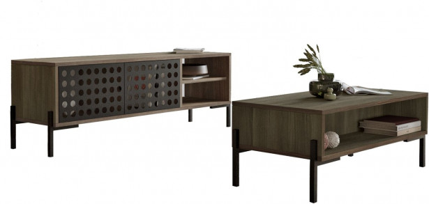 TV-taso ja sohvapöytä Linento Furniture NE5, ruskea/harmaa