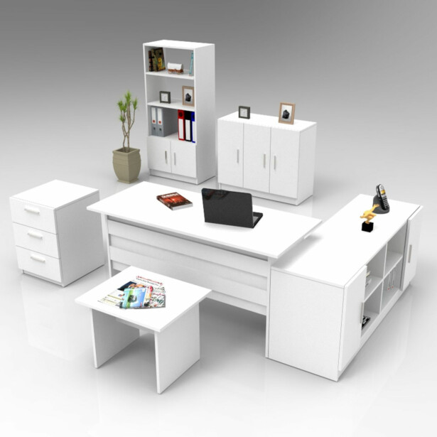 Toimistokalustesetti Linento Furniture Vo17-W, valkoinen