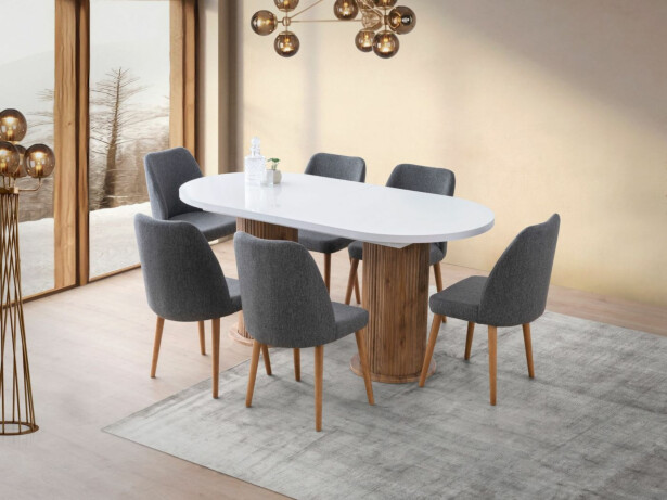 Jatkettava ruokapöytä Linento Furniture Gusto-2951, 180/216x90cm, valkoinen