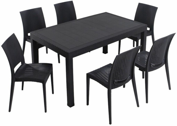 Ruokailuryhmä Linento Garden Rattan 6:n istuttava antrasiitti