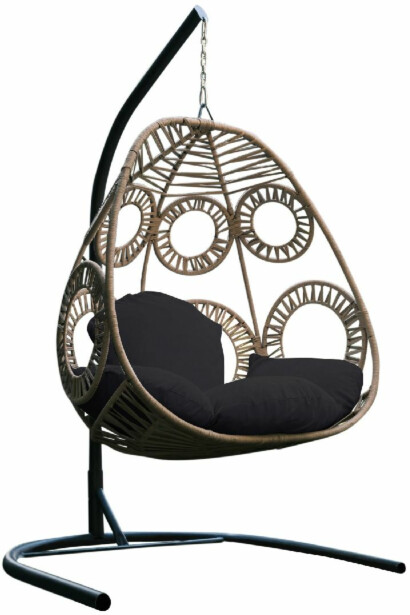 Garden Single Swing Chair Linento Garden Osna Black Black Beige