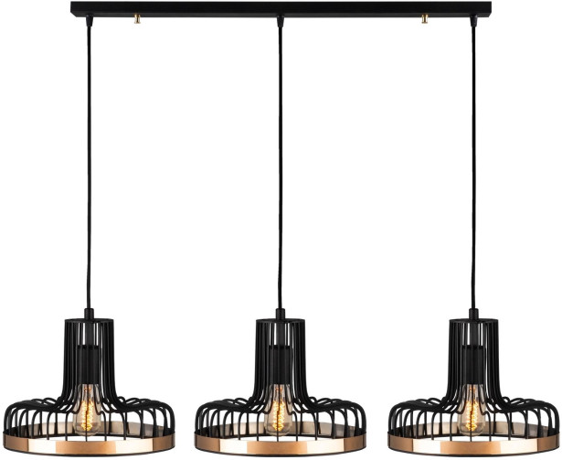 Kattovalaisin Linento Lighting Fabia, 3-osainen, musta/kupari