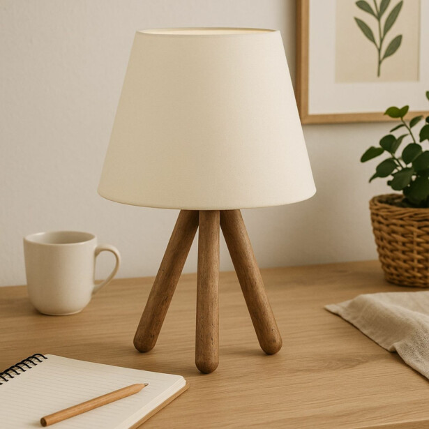 Pöytävalaisin Linento Lighting AYD-1970, Ø22cm, valkoinen/ruskea