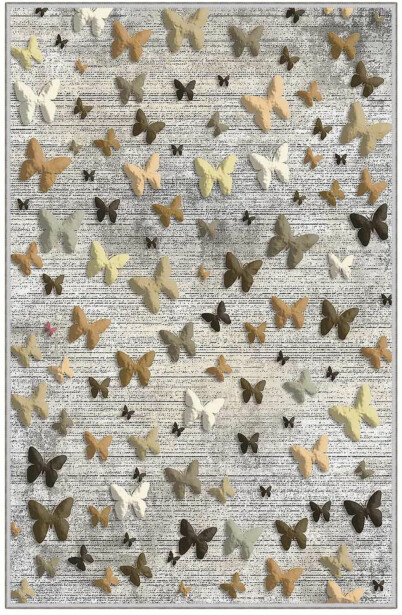 Lastenhuoneen matto Linento Hem Perhoset 80x200cm harmaa/beige