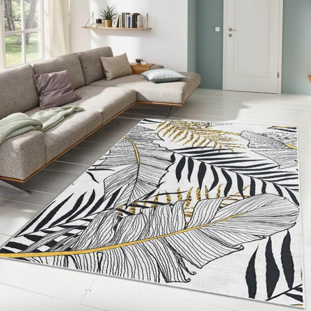 Matto Linento Alho Lei 100x140cm mustavalkoinen/kulta