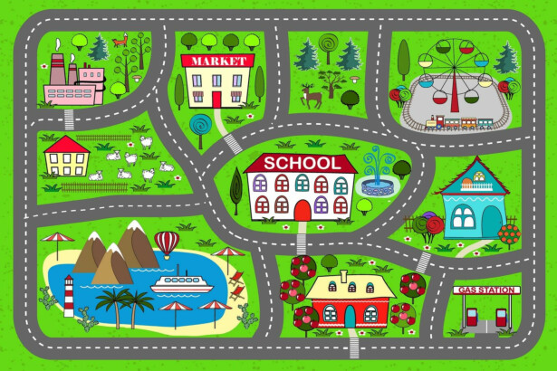 Lastenhuoneen matto Linento Hem Hawaii 100x150cm vihreä