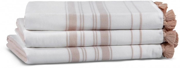 Käsipyyhe Linento Casual Avenue, 50x90cm, valkoinen/beige, 3kpl