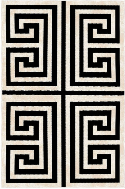 Käytävämatto Linento Els Grecia 100x300cm mustavalkoinen