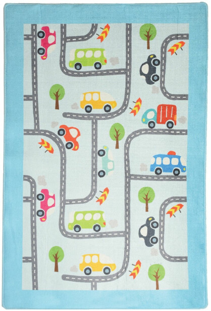 Lastenhuoneen matto Linento Baby Cars sininen