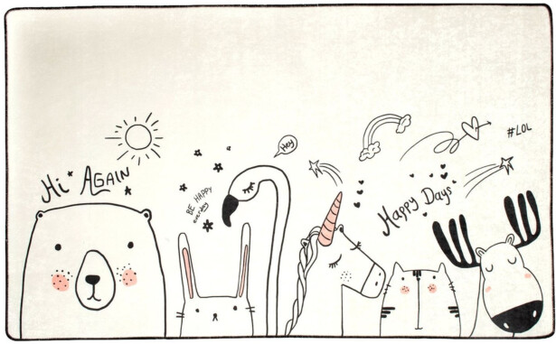 Lastenhuoneen matto Linento Be Happy 100x160cm vaalea