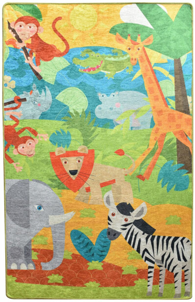 Lastenhuoneen matto Linento Animals 100x160cm monivärinen