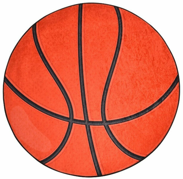 Pyöreä lastenhuoneen matto Linento Basketball Ø140cm oranssi