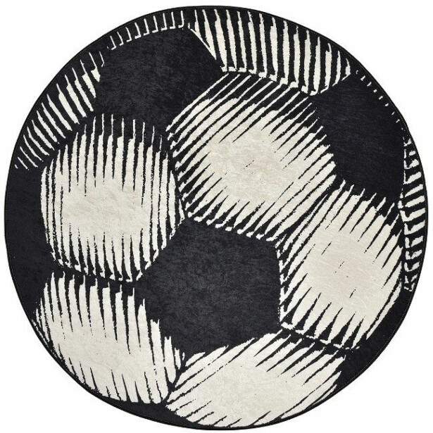 Pyöreä lastenhuoneen matto Linento Ball Ø140cm mustavalkoinen