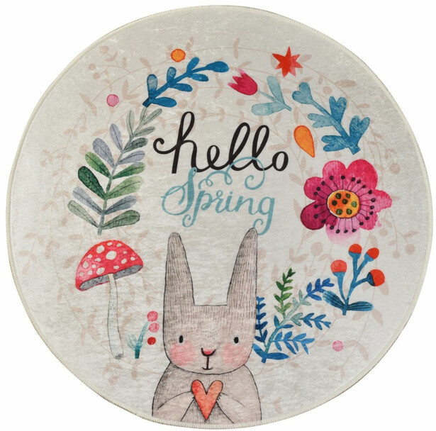 Pyöreä matto Linento Hello Spring Ø140cm beige/punainen