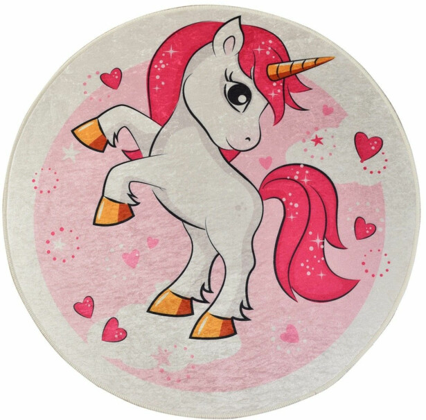 Pyöreä matto Linento Poni Ø140cm vaaleanpunainen
