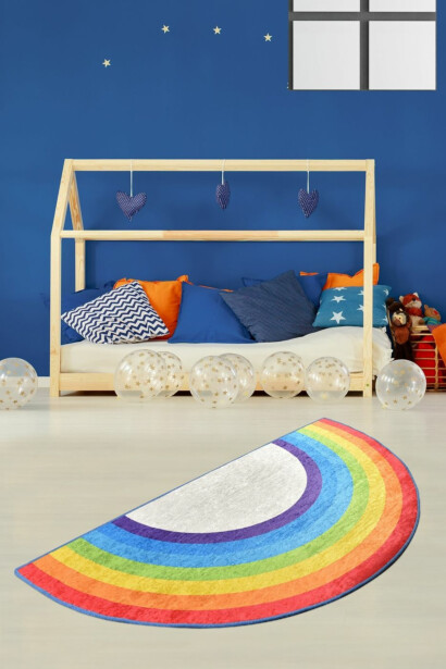Lastenhuoneen matto Linento Rainbow 85x160cm monivärinen