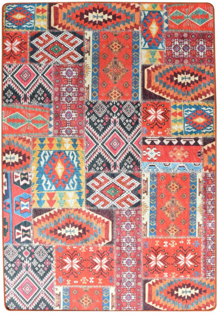 Matto Linento Patchwork punainen/oranssi, eri kokoja