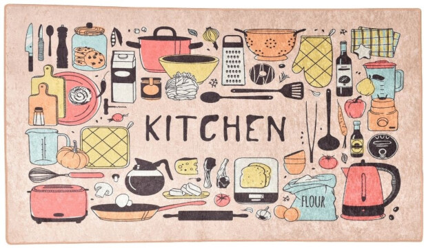 Keittiön matto Linento Happy Lunch 80x200cm vaaleanpunainen
