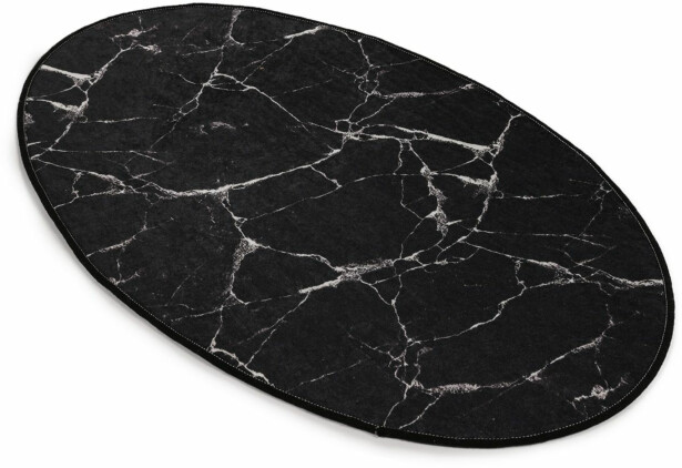 Kylpyhuoneen matto Linento Marble Oval 60x90cm musta