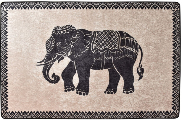 Käytävämatto Linento Elefante Nero musta/beige, eri kokoja