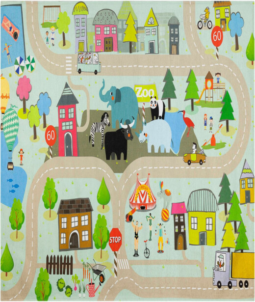 Lastenhuoneen matto Linento Stop 80x120cm vihreä