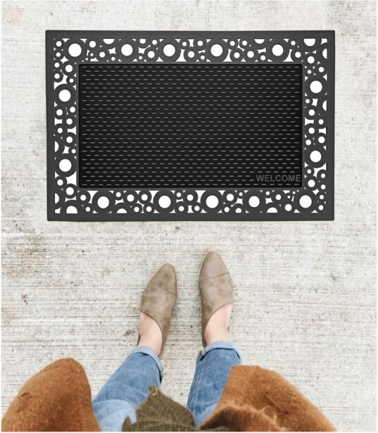 Kynnysmatto Linento Dekora 70x45cm musta/harmaa/kulta