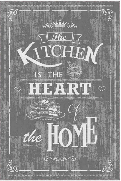 Keittiön matto Linento Wookece Kitchen Heart Home harmaa/valkoinen, eri kokoja