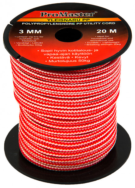 Yleisnaru ProMaster PP, 3 mm x 20 m punainen