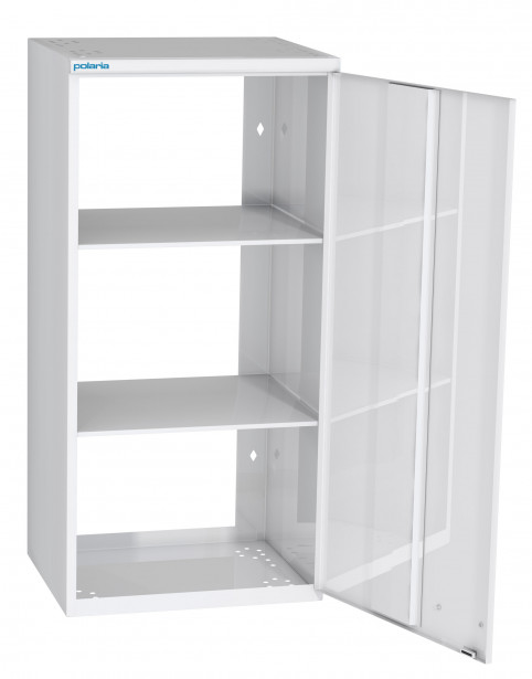 Hyllykaappi Polaria 500x850x350 mm, yläkaappi oikeakätinen, 2 hyllyä, valkoinen