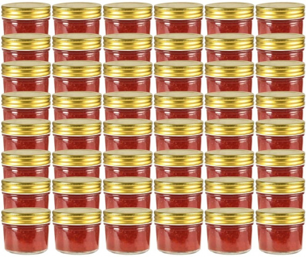 Lasiset hillopurkit kullan värisillä kansilla 48 kpl 110 ml_1