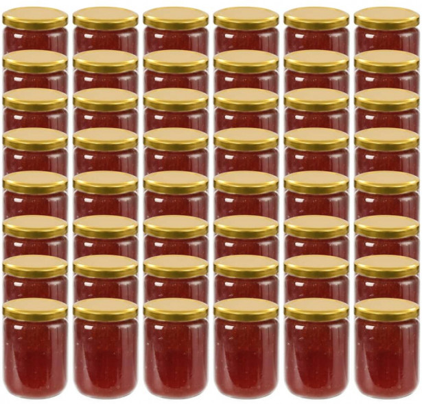Lasiset hillopurkit kullan värisillä kansilla 48 kpl 230 ml_1