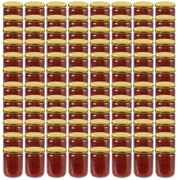 Lasiset hillopurkit kullan värisillä kansilla 96 kpl 230 ml_1