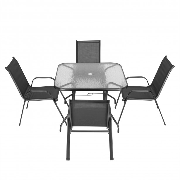 Ruokailuryhmä AB Polar Malaga, 100x100cm pöytä + 4 tuolia, musta