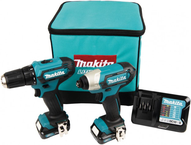 Akkukonesarja Makita DF333D+TD110D, 12V, 2x2.0Ah akuilla